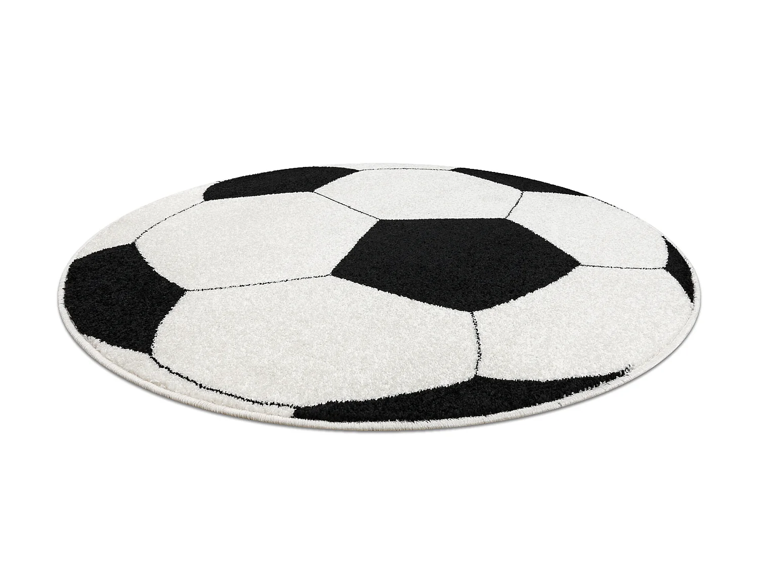 Teppich SILVER Kreis PIŁKA Fußball schwarz - weiß cercle 120 cm