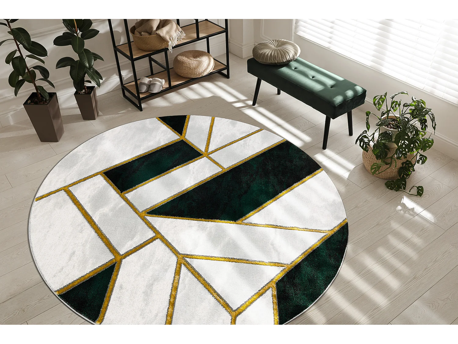 Exklusiv EMERALD Teppich 1015 Kreis - glamour, stilvoll Marmor, geomet cercle 160 cm