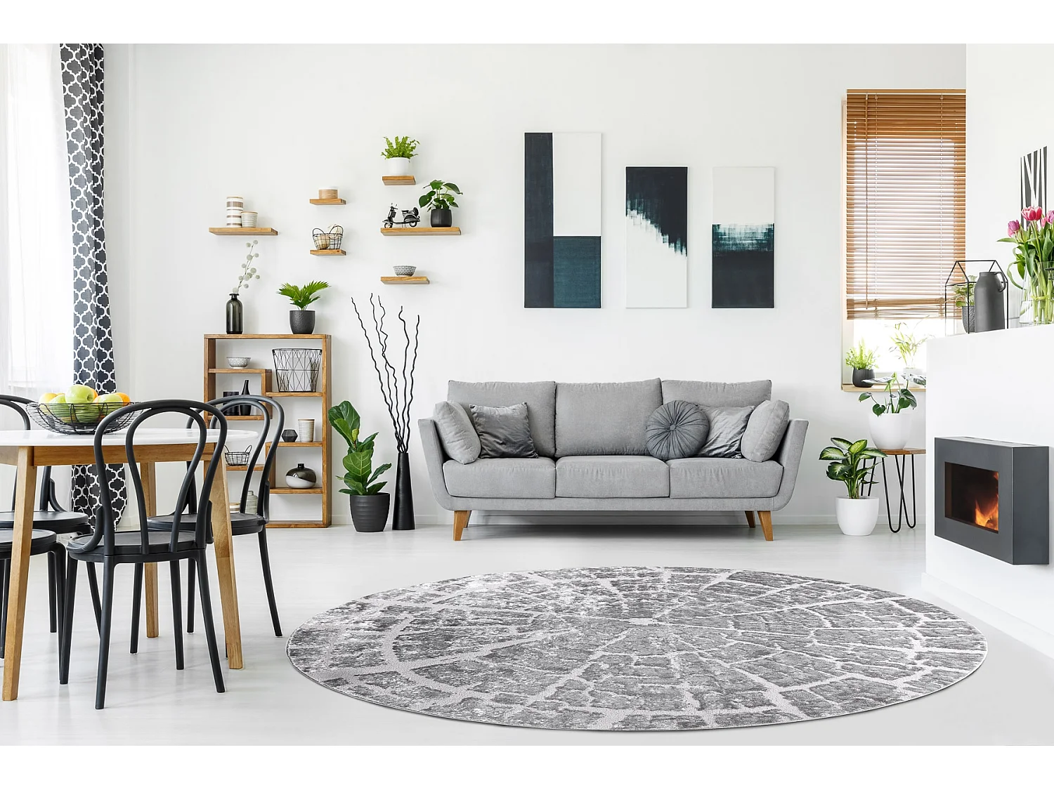 Tapis MEFE moderne Cercle 6185 Arbre Bois - Structural deux niveaux de cercle 120 cm