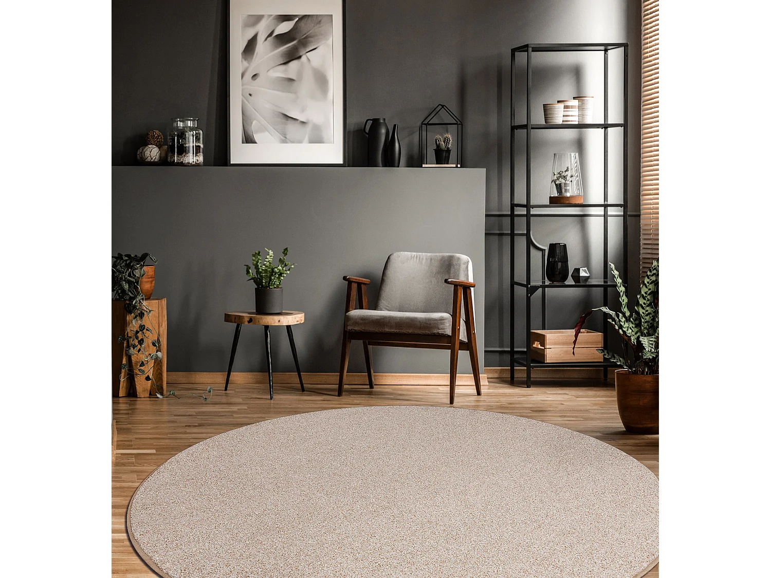 TAPIS cercle MOORLAND TWIST beige cercle 200 cm