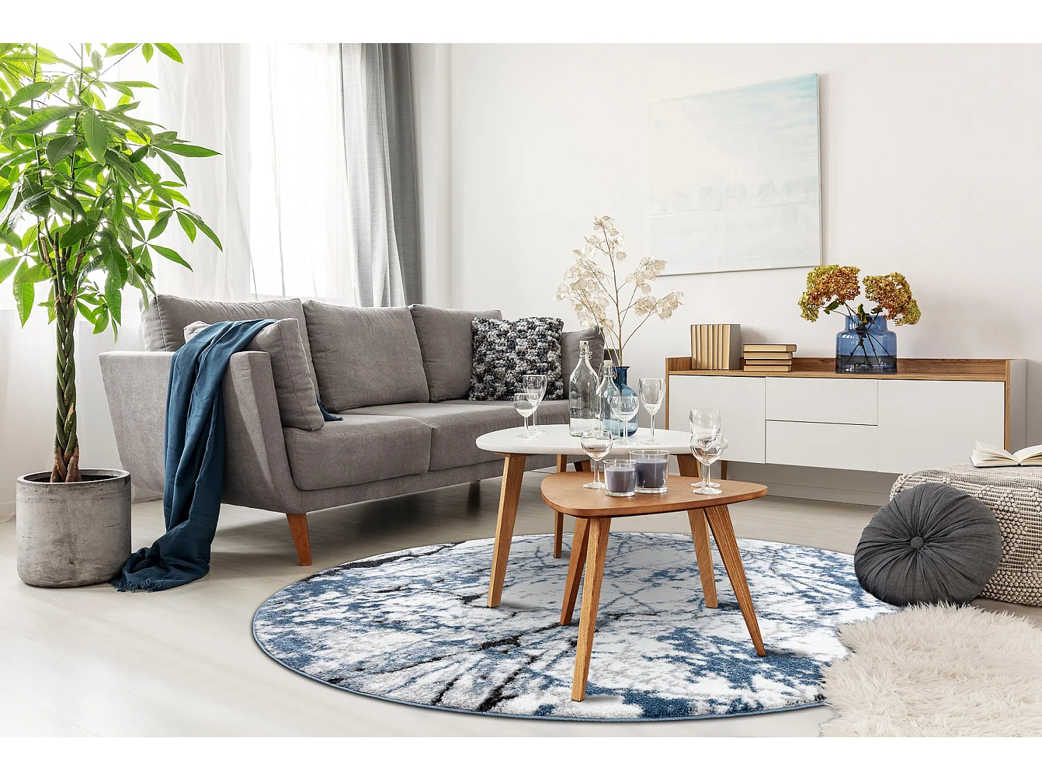 Tapijt modern COZY 8871 Rond , Marble, marmeren , - Structureel, twee  cercle 160 cm