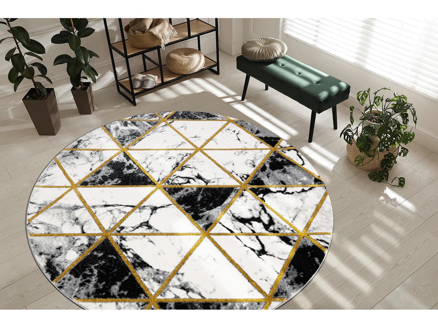 Tapis EMERALD exclusif 1020 cercle - glamour, élégant marbre, triang cercle 200 cm