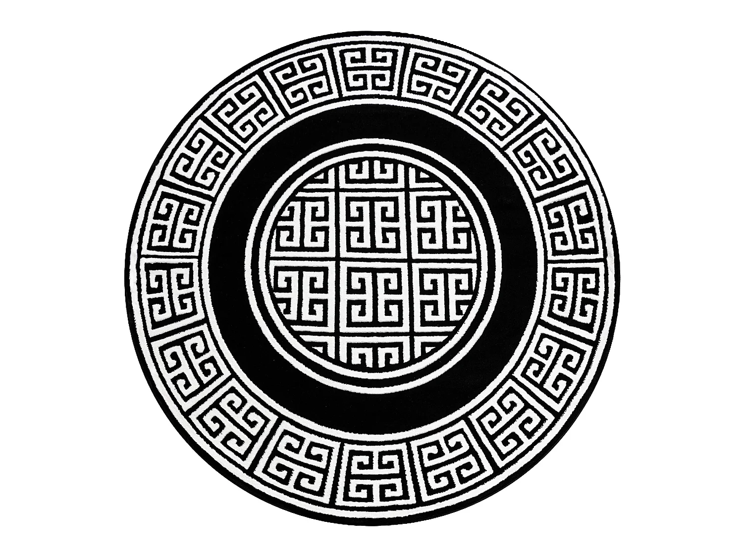 Tapis GLOSS cercle moderne 6776 85 élégant, cadre, grec noir / ivoir cercle 150 cm