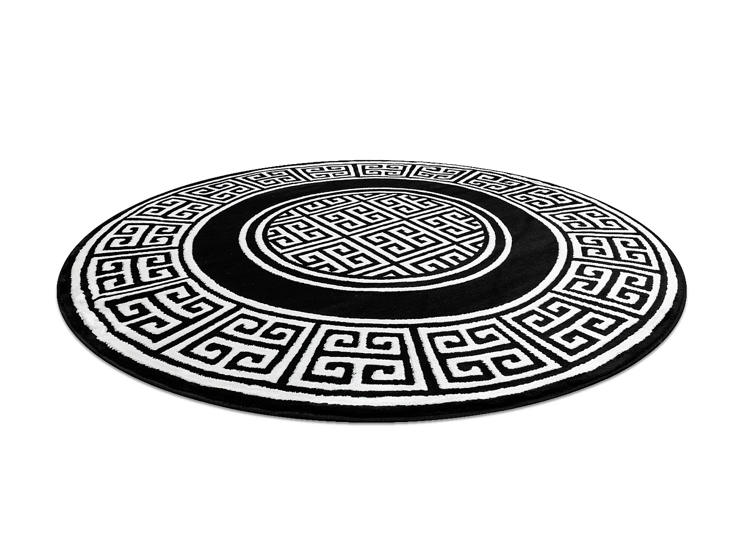 Tapis GLOSS cercle moderne 6776 85 élégant, cadre, grec noir / ivoir cercle 150 cm