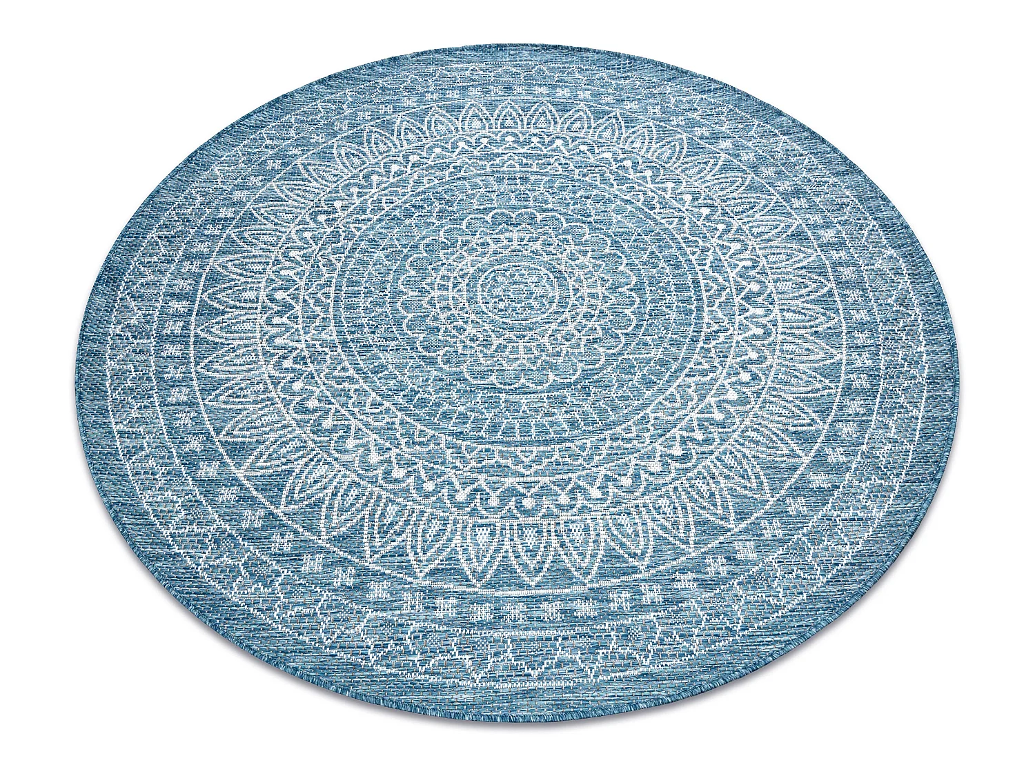 Sisal tapijt SISAL LOFT 21207 Rosette ROND BOHO ivoor/zilver/blauw cercle 160 cm