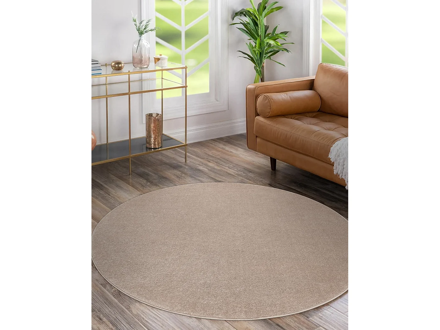 Tapijt SOFTY cirkel uniform, enkele kleur beige  cercle 120 cm