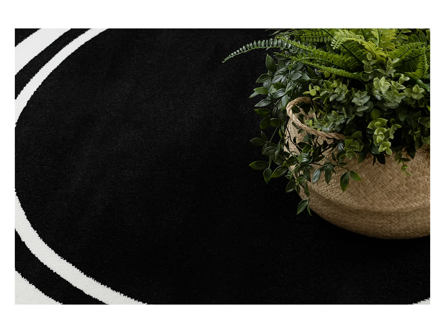 Tapis HAMPTON Border cercle cadre noir cercle 140 cm