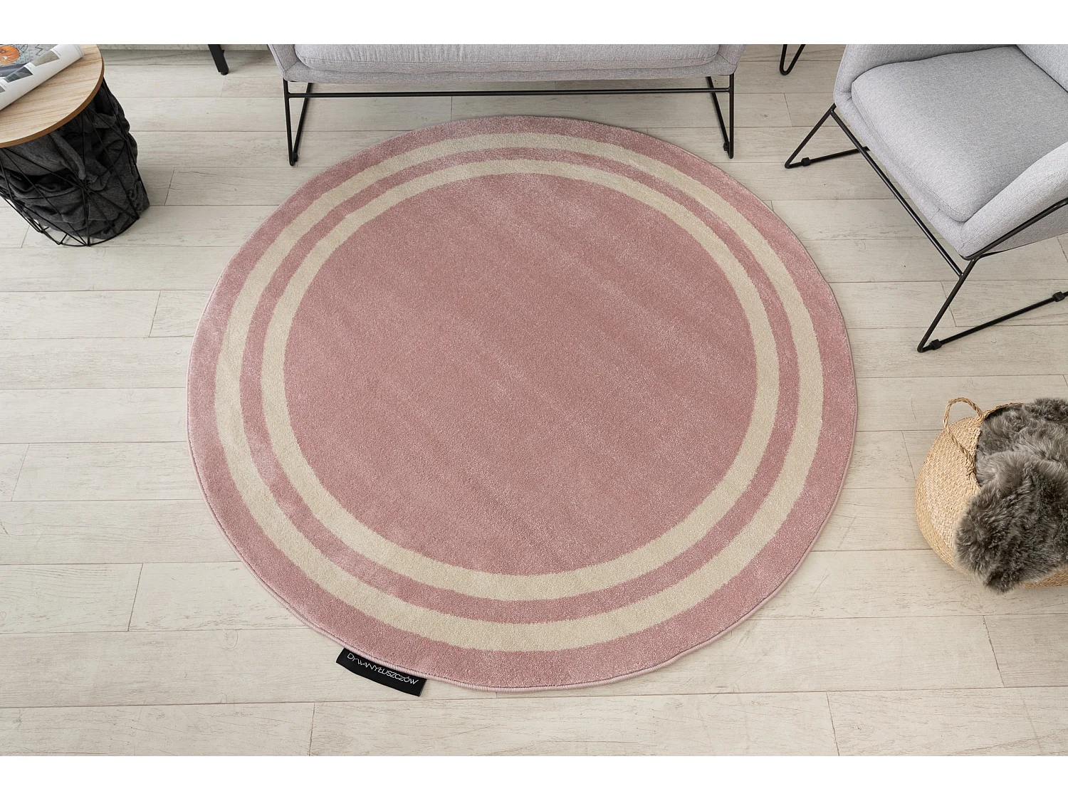 Tapis HAMPTON Cadre cercle rouge cercle 140 cm