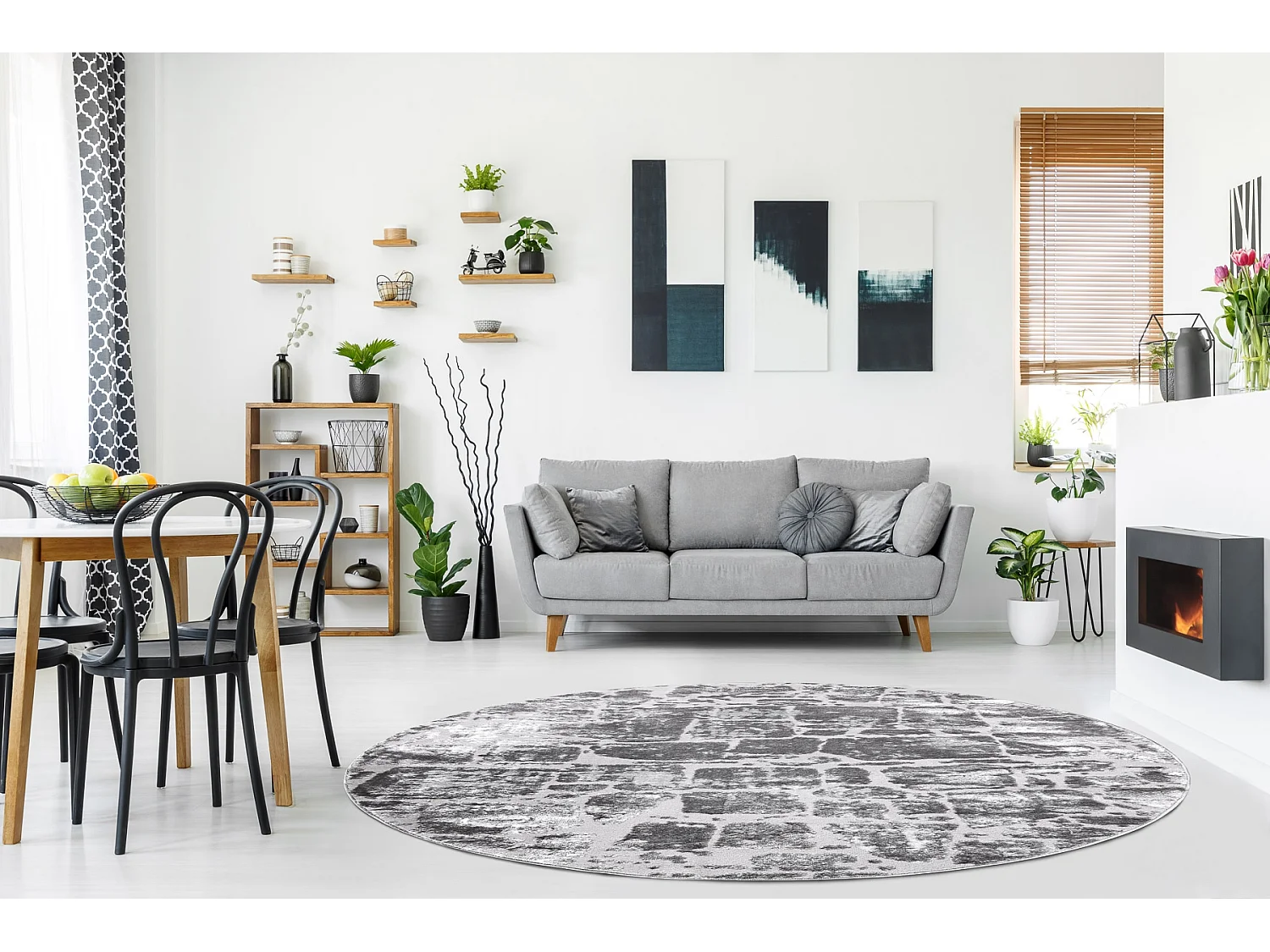 Tapijt MEFE modern Rond , 6184 Straatstenen , - Structureel, twee pool cercle 120 cm