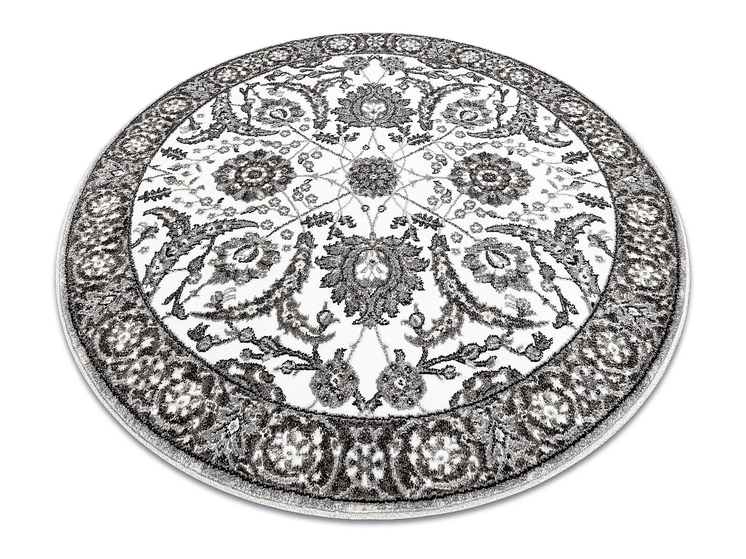 Tapis MATEO 8037/644 cercle Moderne cadre, fleurs - structurel gris  cercle 100 cm