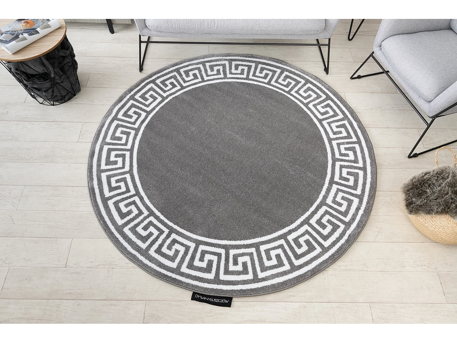 Tapijt HAMPTON Grecos ROND grijskleuring cercle 140 cm