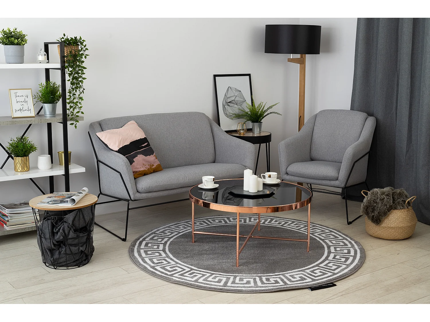 Teppich HAMPTON Grecos Kreis grau cercle 140 cm