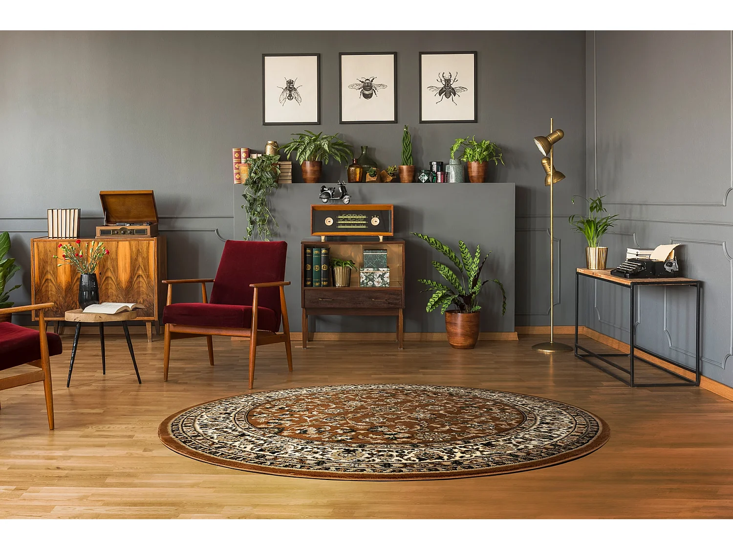 Tapis ROYAL ADR cercle modèle 1745 marron cercle 120 cm