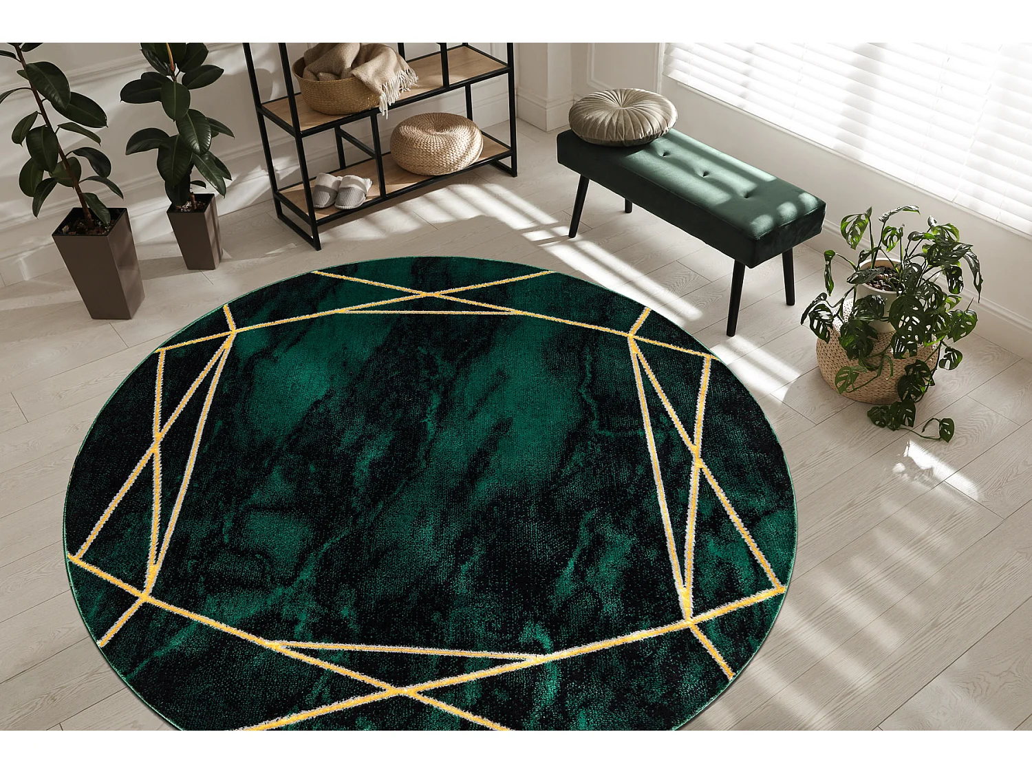Tapis EMERALD exclusif 1022 cercle - glamour, élégant marbre, géom� cercle 160 cm