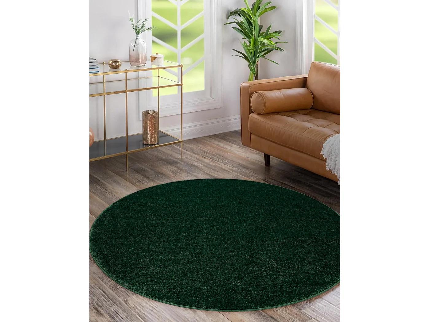 Teppich SOFTY Kreis glatt, einfarbig forest grün  cercle 200 cm