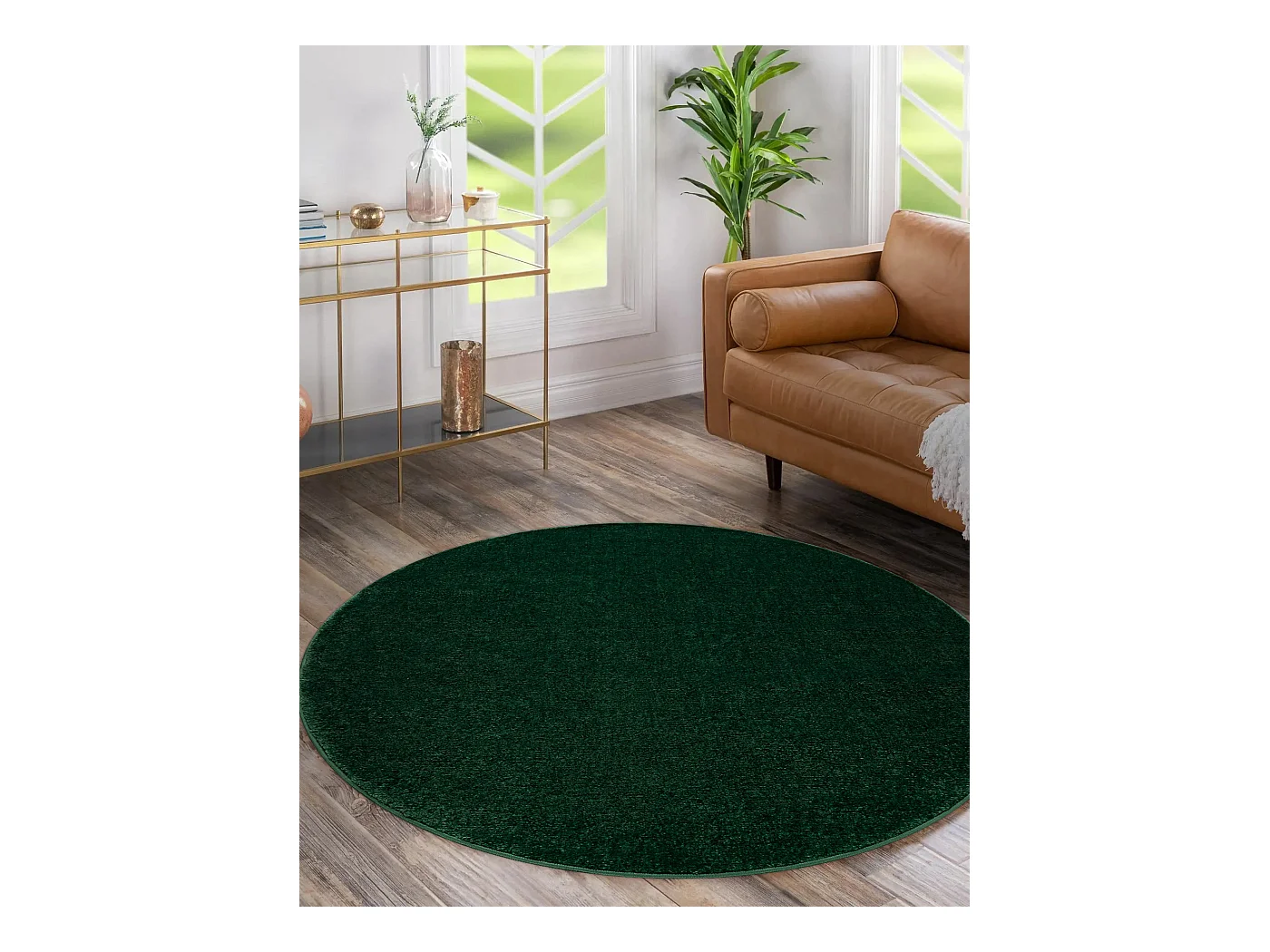 Tapijt SOFTY cirkel uniform, enkele kleur forest groen  cercle 200 cm