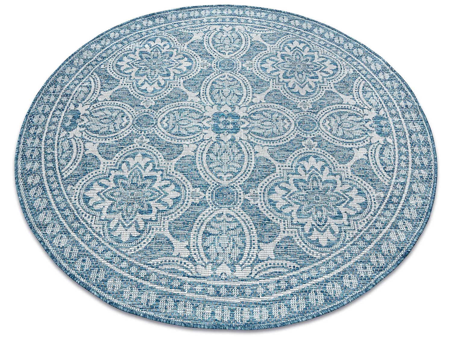 Tapis EN CORDE SIZAL LOFT 21193 BOHO cercle ivoire/argentin/bleu cercle 120 cm