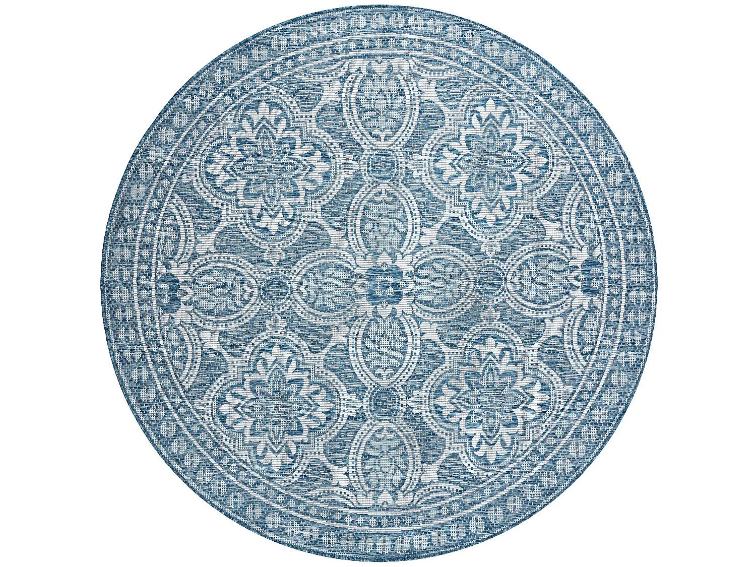 Tapis EN CORDE SIZAL LOFT 21193 BOHO cercle ivoire/argentin/bleu cercle 120 cm