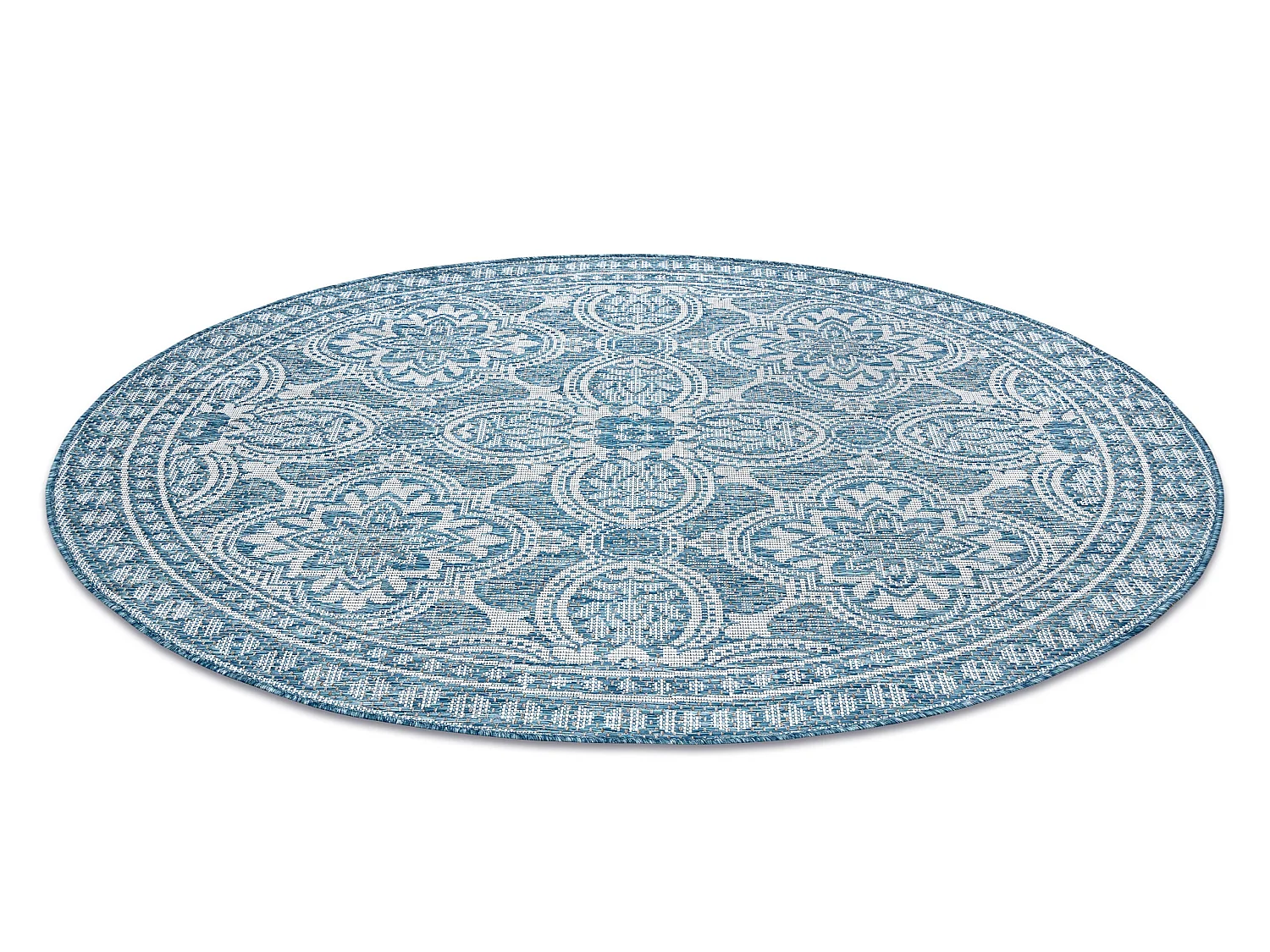 Tapis EN CORDE SIZAL LOFT 21193 BOHO cercle ivoire/argentin/bleu cercle 120 cm