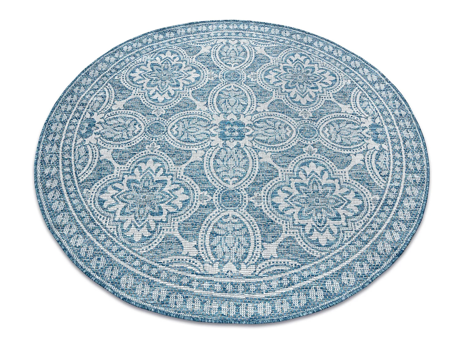 Sisal tapijt SISAL LOFT 21193 ROND BOHO ivoor/zilver/blauw cercle 120 cm