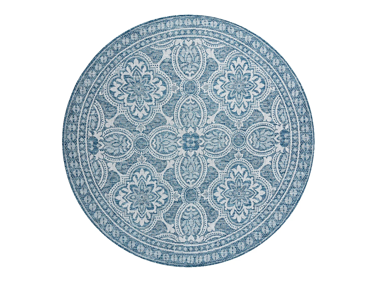 Sisal tapijt SISAL LOFT 21193 ROND BOHO ivoor/zilver/blauw cercle 120 cm
