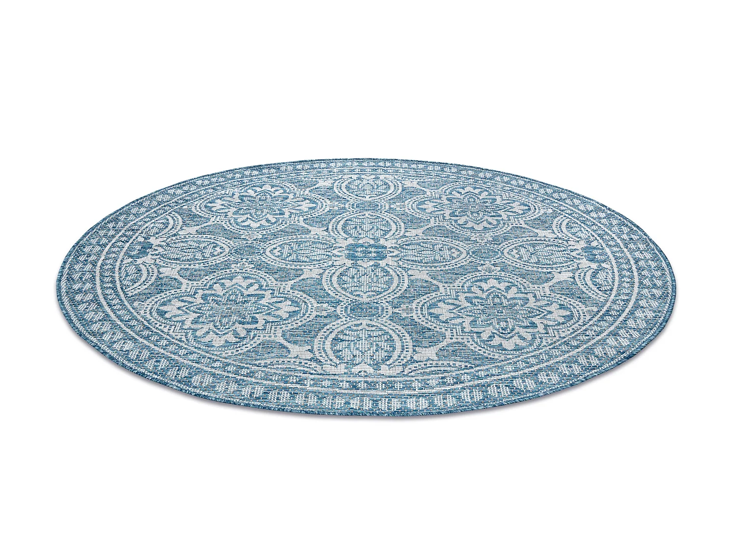 Sisal tapijt SISAL LOFT 21193 ROND BOHO ivoor/zilver/blauw cercle 120 cm