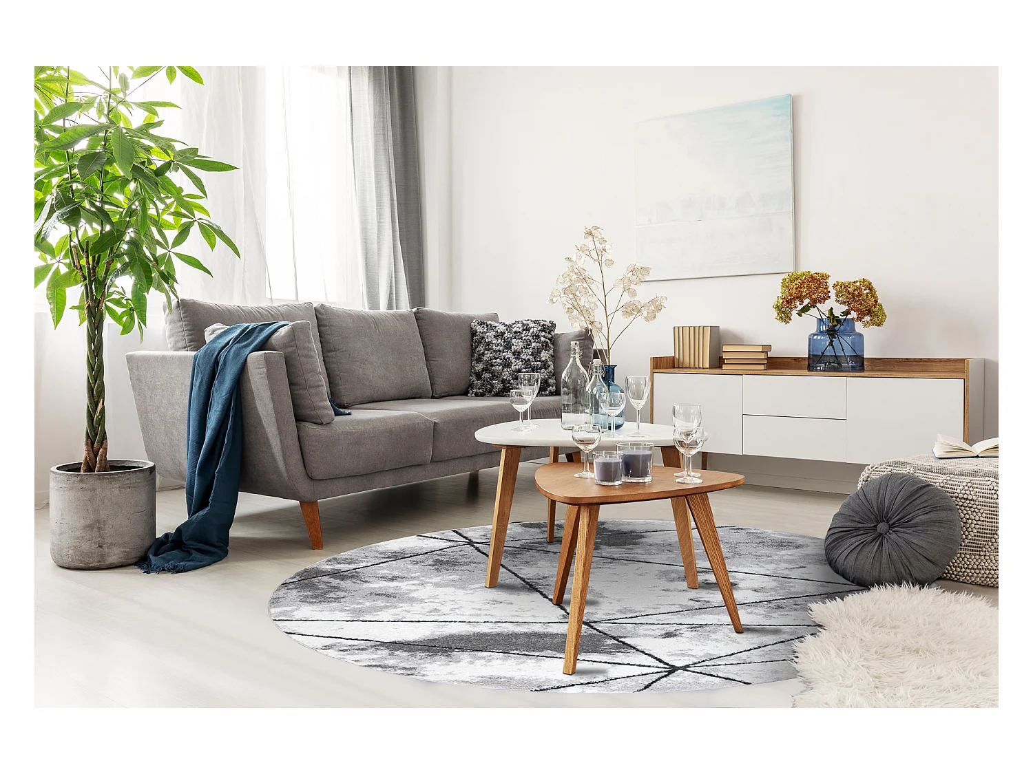 Tappeto moderno COZY Polygons Cerchio, geometrico, triangoli - Structu cercle 200 cm