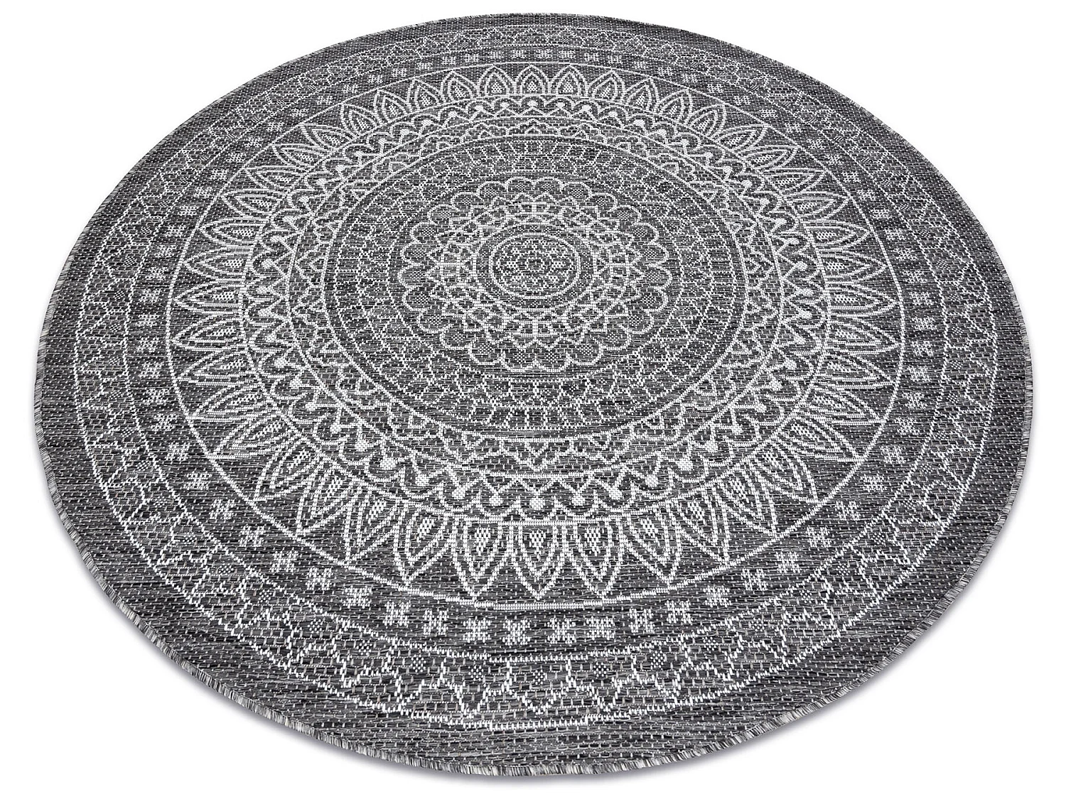 Tapis EN CORDE SIZAL LOFT 21207 Rosette BOHO cercle ivoire/argentin/gr cercle 120 cm