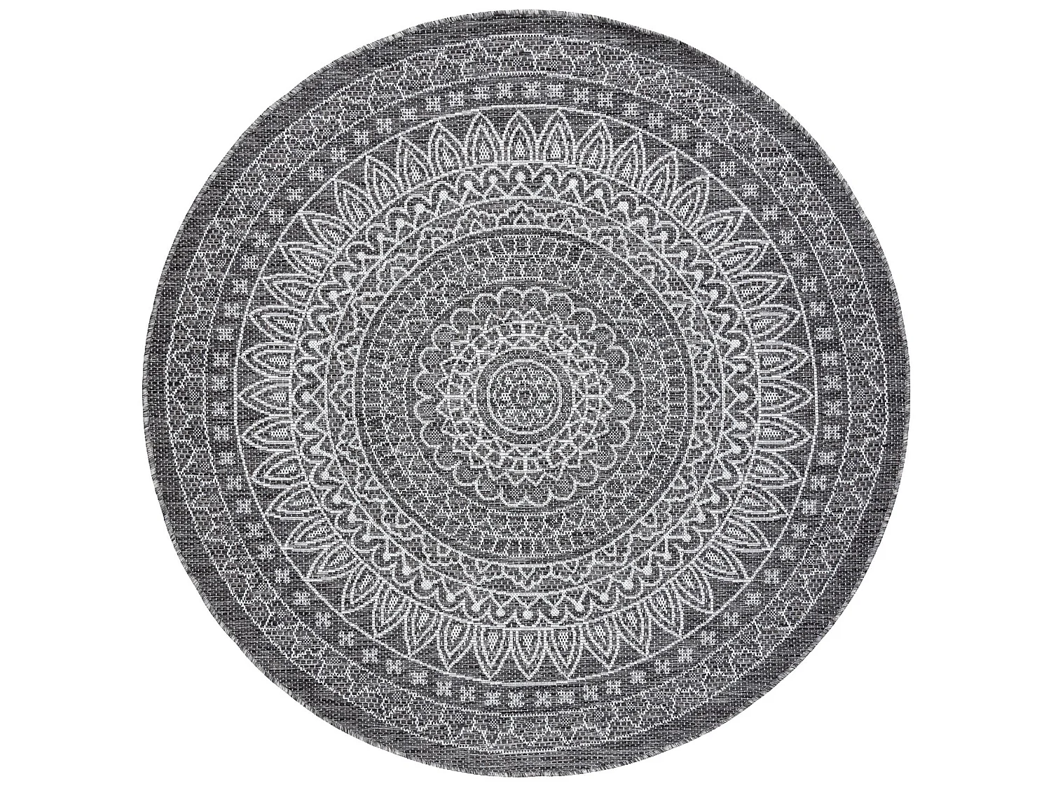 Tapis EN CORDE SIZAL LOFT 21207 Rosette BOHO cercle ivoire/argentin/gr cercle 120 cm