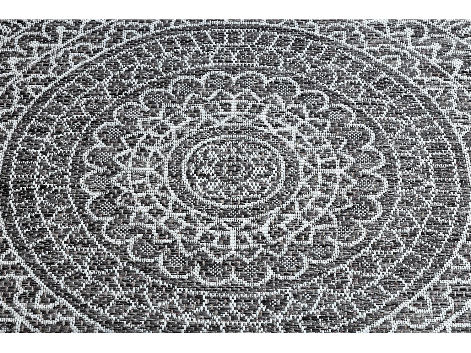 Tapis EN CORDE SIZAL LOFT 21207 Rosette BOHO cercle ivoire/argentin/gr cercle 120 cm