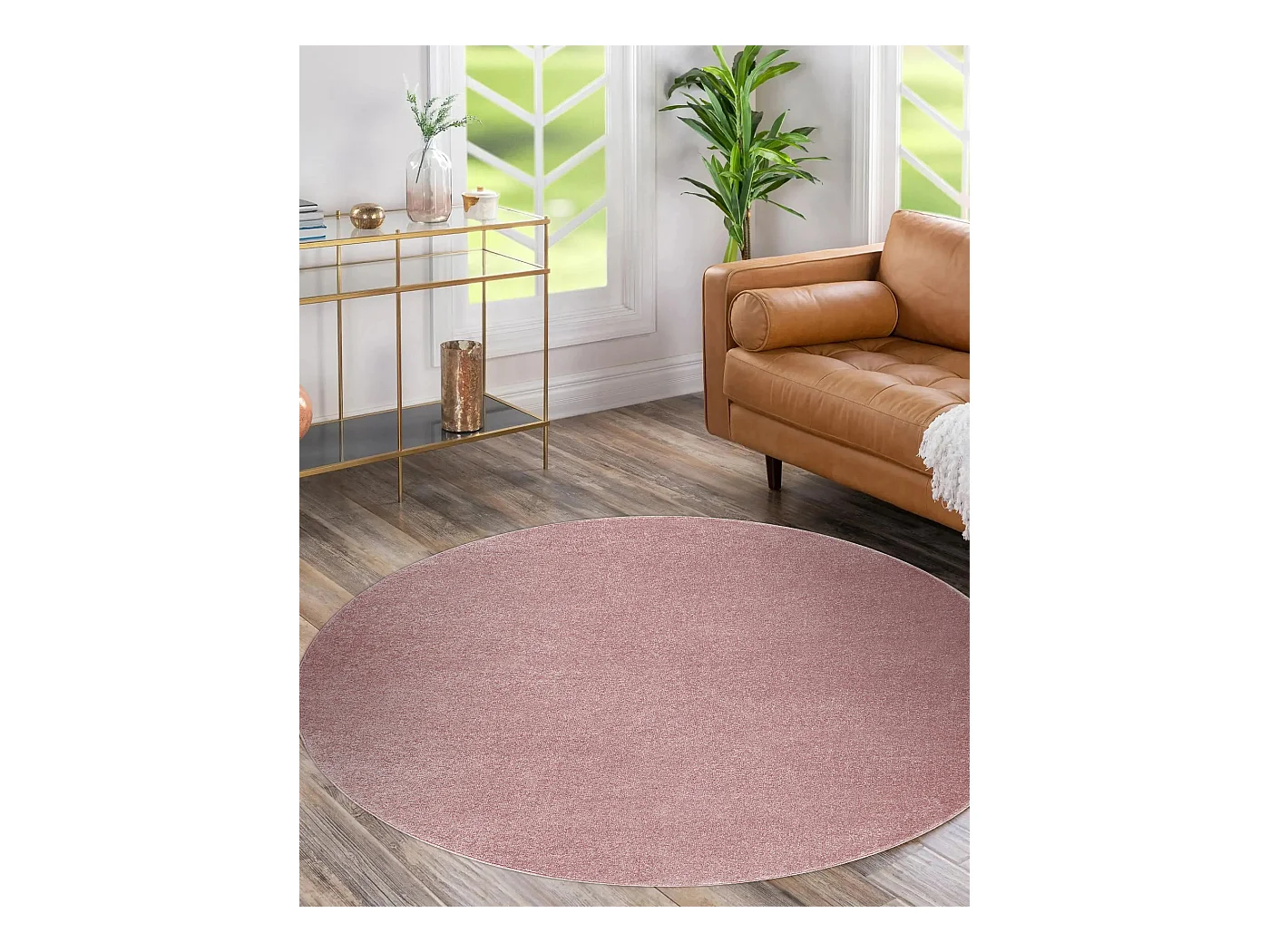 Tapijt SOFTY cirkel uniform, enkele kleur roze cercle 150 cm