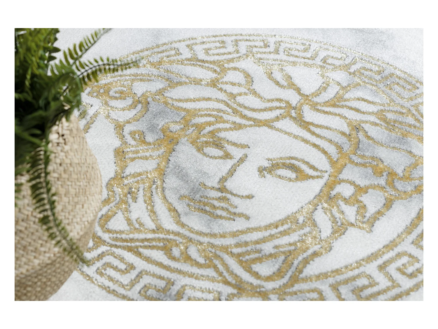 Exklusiv EMERALD Teppich 1011 Kreis glamour, Meduse griechisch Rahmen  cercle 120 cm