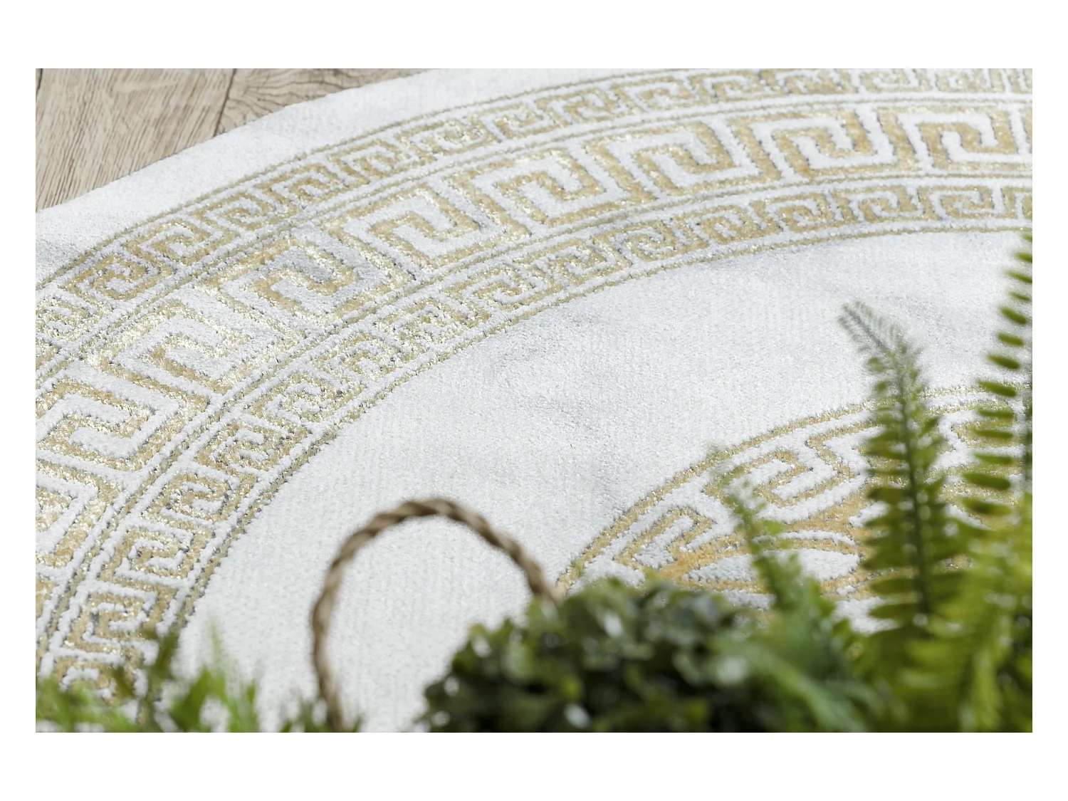 Exklusiv EMERALD Teppich 1011 Kreis glamour, Meduse griechisch Rahmen  cercle 120 cm