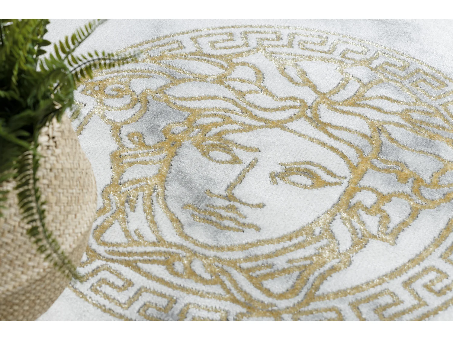 Exklusiv EMERALD Teppich 1011 Kreis glamour, Meduse griechisch Rahmen  cercle 120 cm
