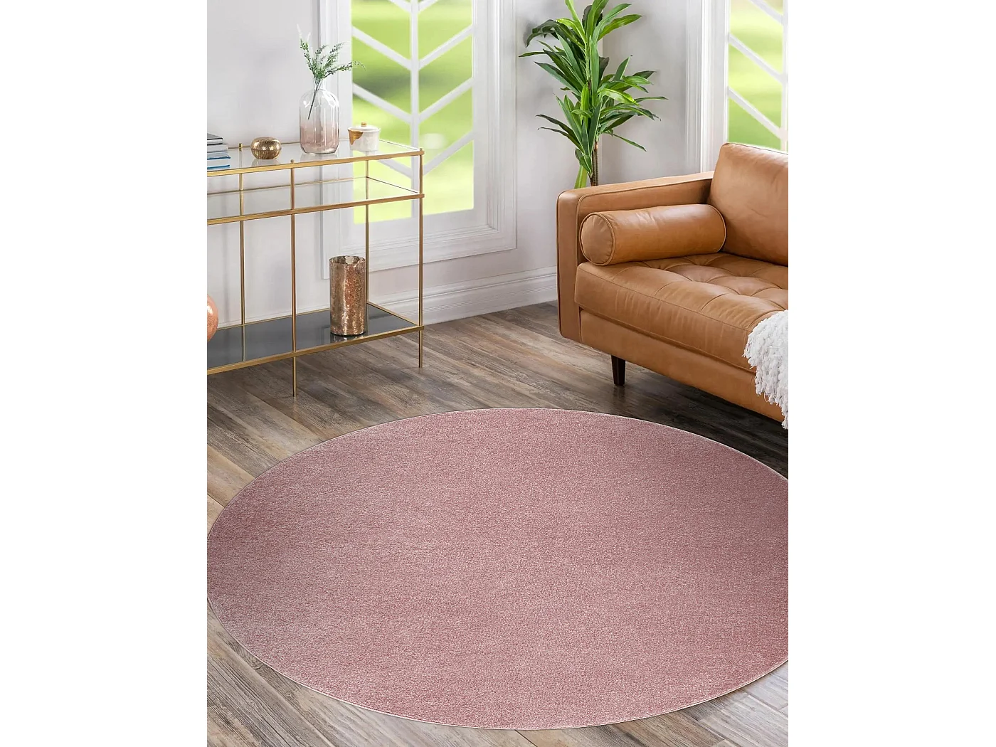 Tapijt SOFTY cirkel uniform, enkele kleur roze cercle 200 cm