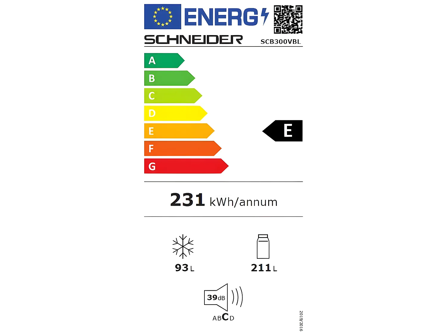 Réfrigérateurs combinés 300L Froid Brassé SCHNEIDER 59.5cm E, SCB300VBL