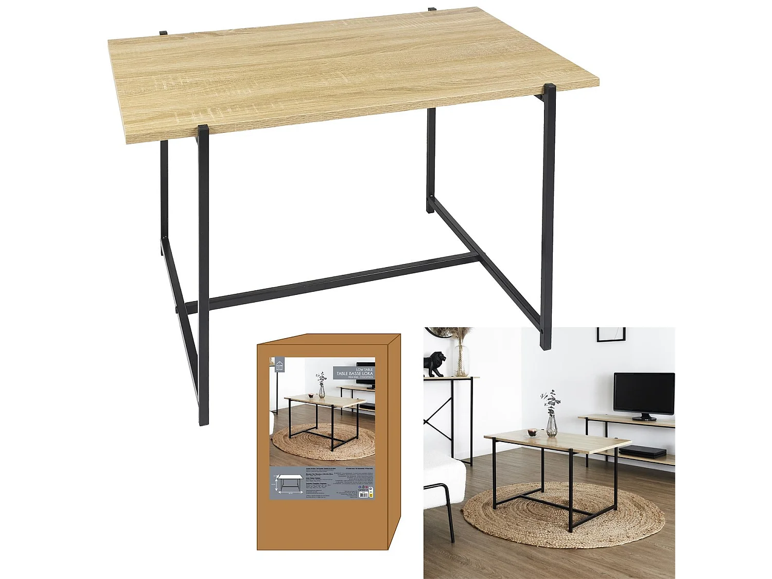 Table Basse Loka Marron, Noir