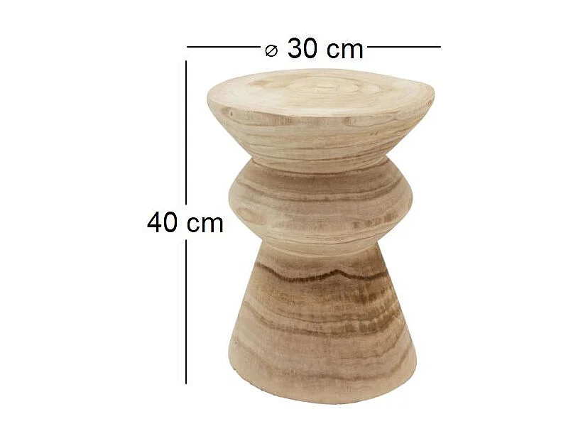 Tabouret en bois paulownia Pion naturel