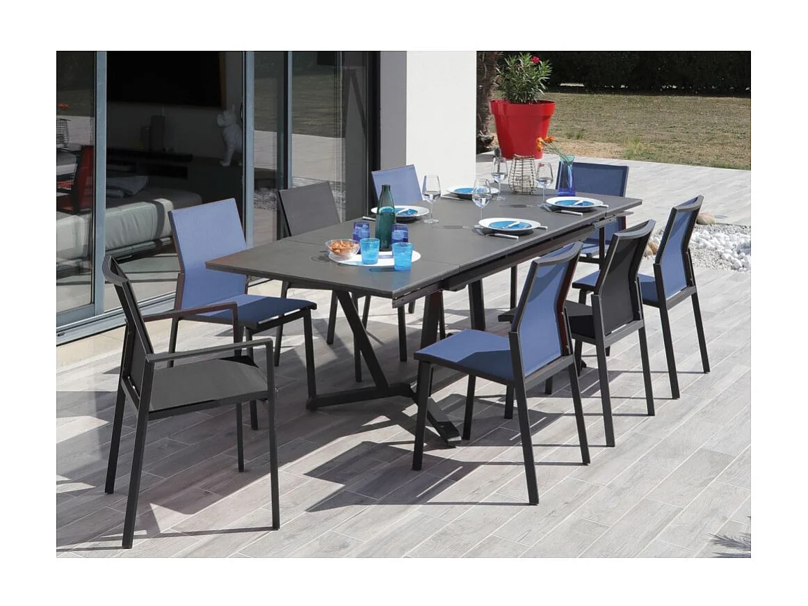 Chaise de jardin empilable Delia Graphite et rouge