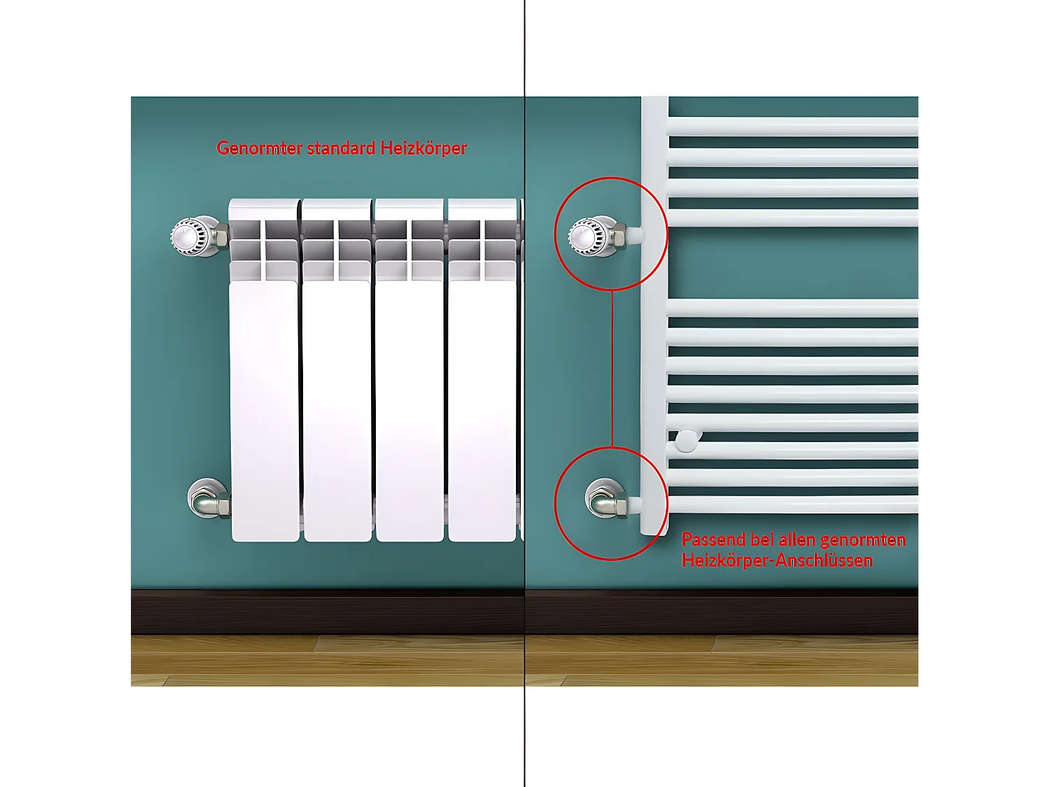 ECD Germany Radiateur Design Sahara - 500 x 1200 mm - Blanc - avec Raccord Latéral 500 mm - Sèche-Serviettes Rénovation pour Salle de Bain