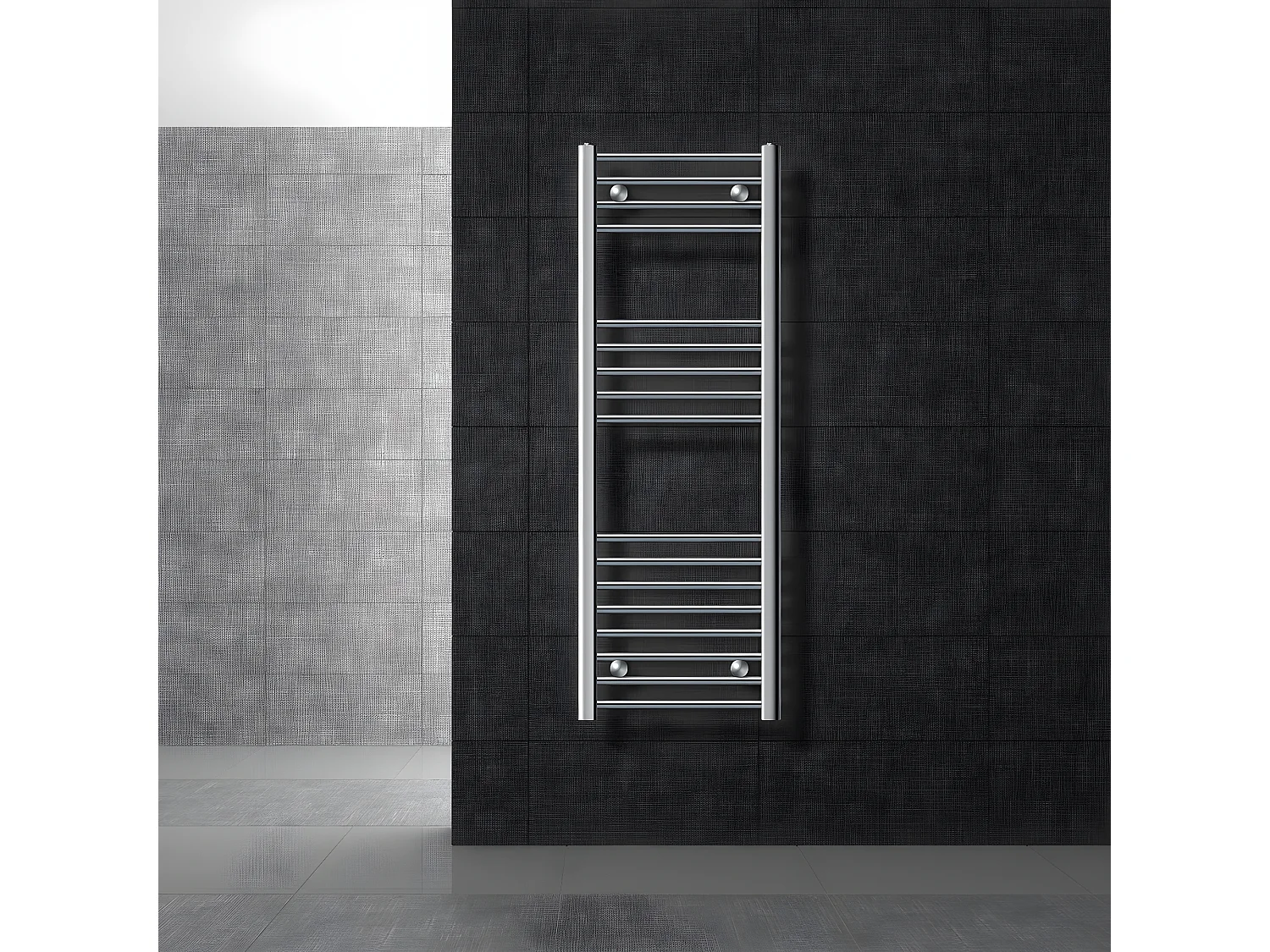 ECD Germany Radiador de baño - 400 x 1200 mm - Cromo - curvado - con conexión lateral - Secador de toallas Radiador de calefacción - No electrico