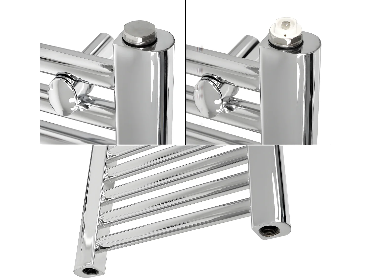 ECD Germany Radiador de baño - 400 x 1200 mm - Cromo - curvado - con conexión lateral - Secador de toallas Radiador de calefacción - No electrico