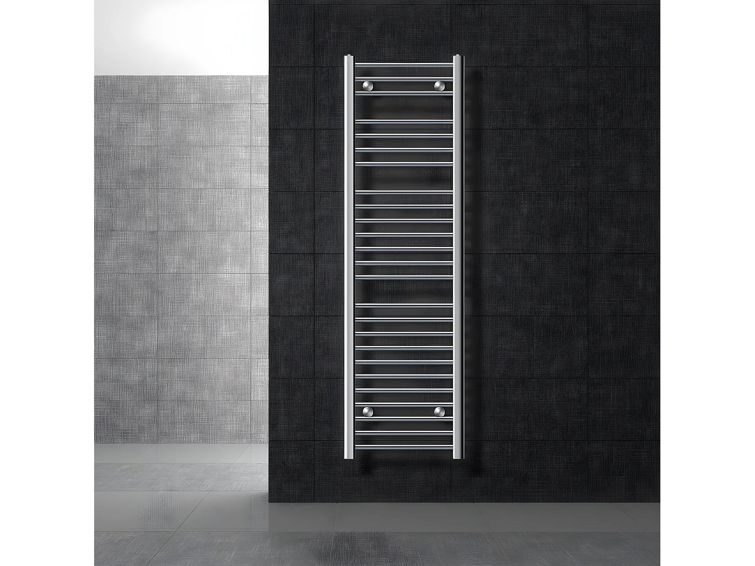 ECD Germany Sahara Radiador de baño 400 x 1500 mm - cromo -  recto - con conexión lateral - Radiador toallero Radiador de diseño moderno