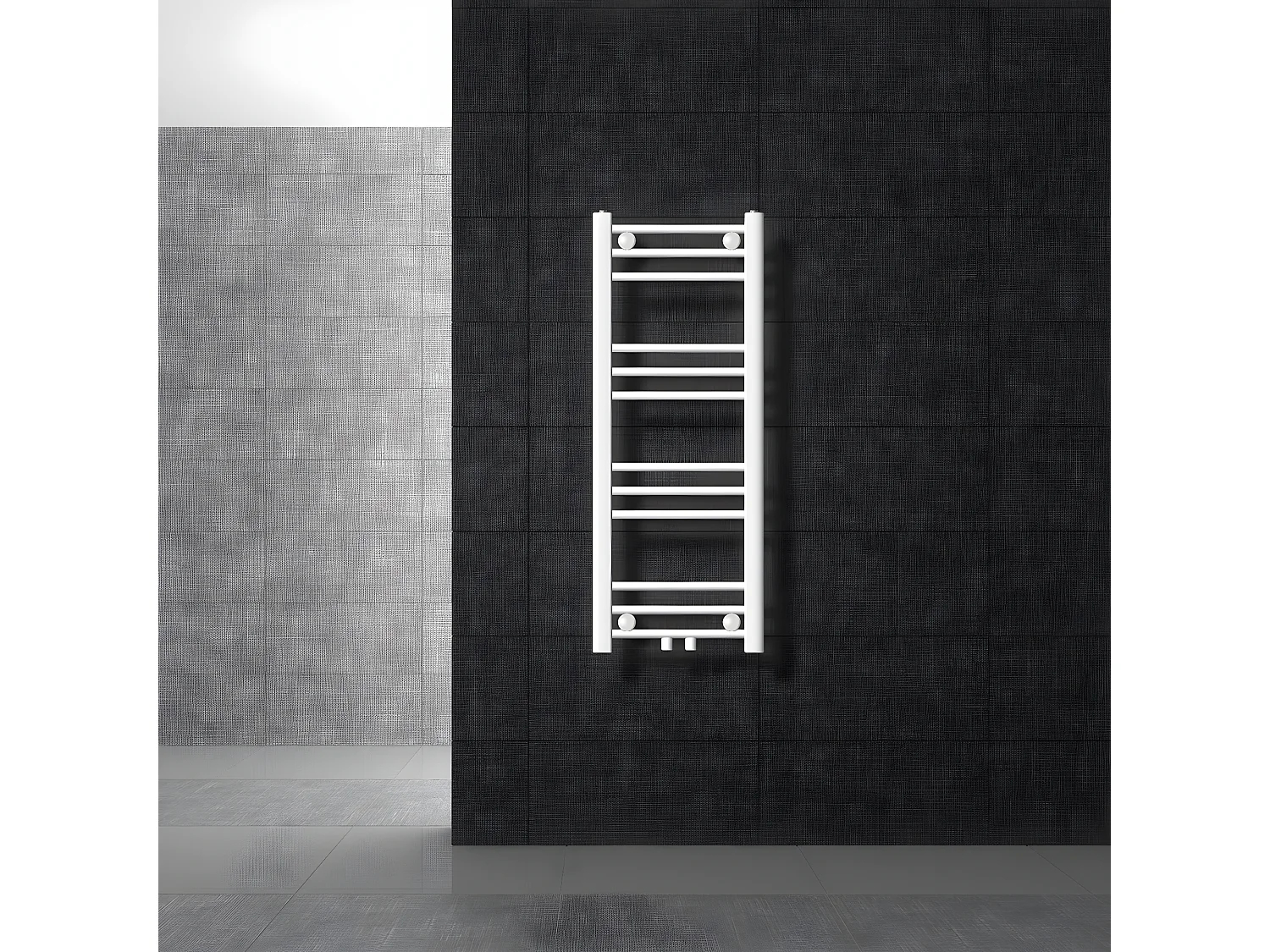 ECD Germany Radiateur Sèche-Serviettes Sahara - 300 x 1800 mm - Blanc - Connexion Central - sans Kit de Raccordement - Forme Droite