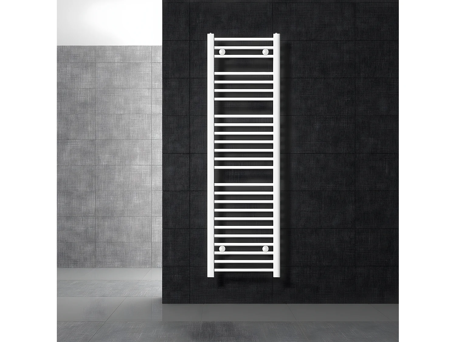 Radiateur Sèche-Serviettes Sahara pour Salle de Bain, 400 x 1500 mm, Blanc, Droit
