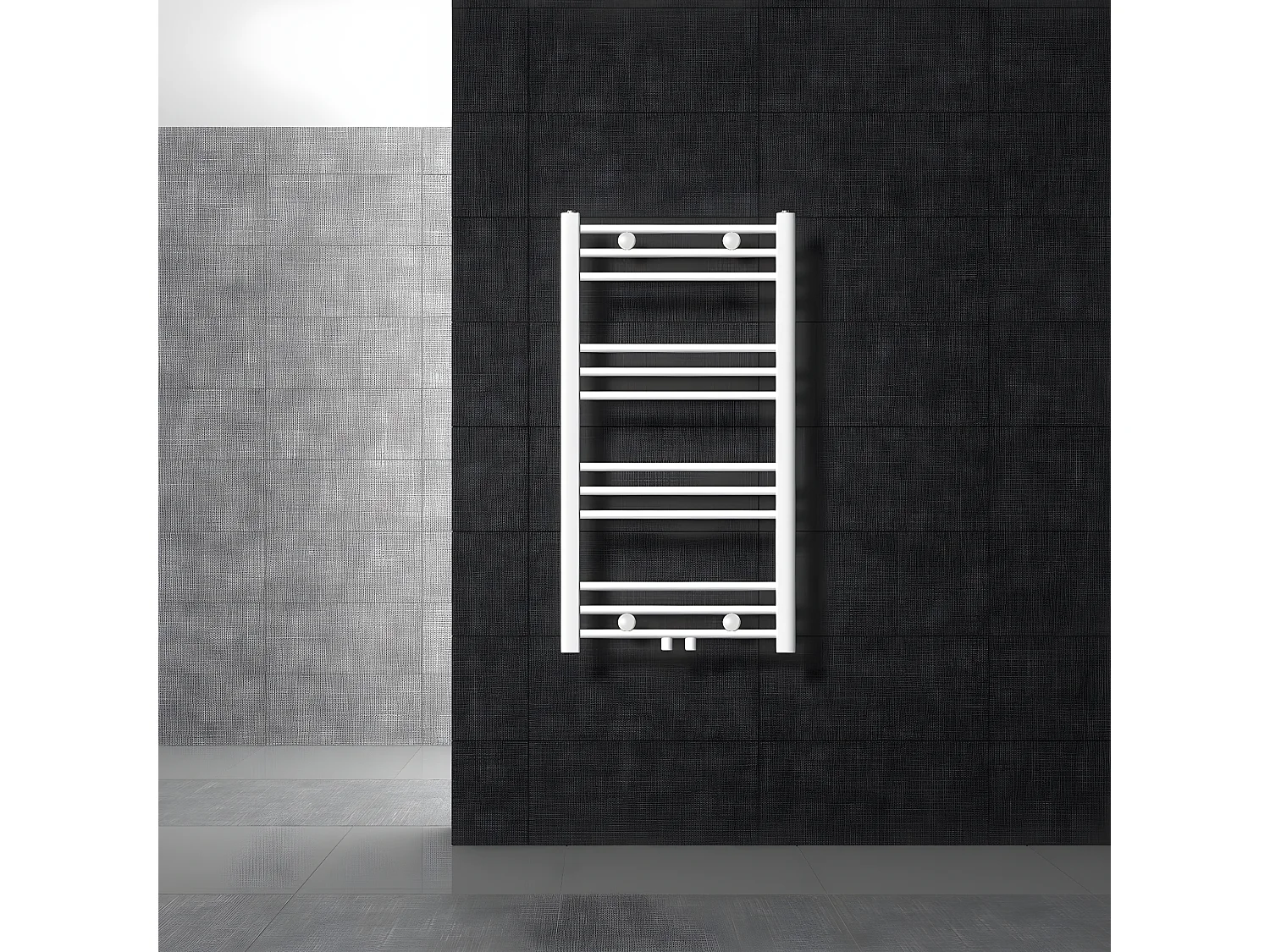 ECD Germany Radiador toallero de baño - 500 x 800 mm - blanco - plano - con conexión central - Radiadores toalleros de agua