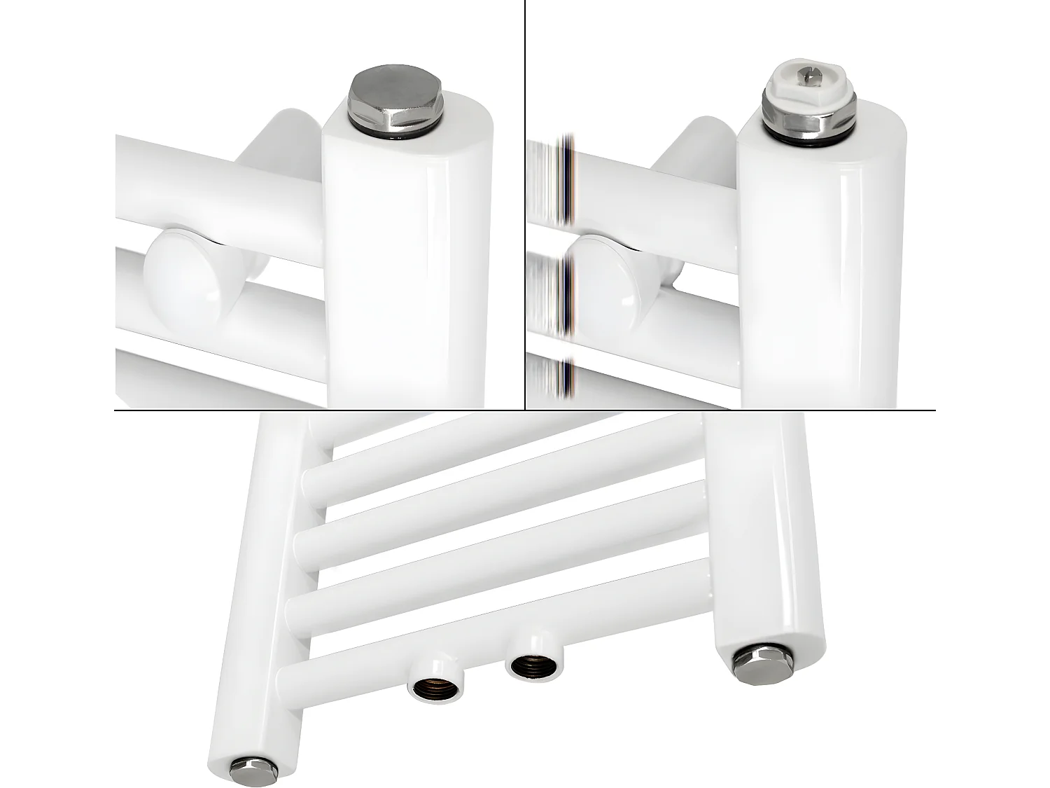 ECD Germany Radiador toallero de baño - 500 x 800 mm - blanco - plano - con conexión central - Radiadores toalleros de agua