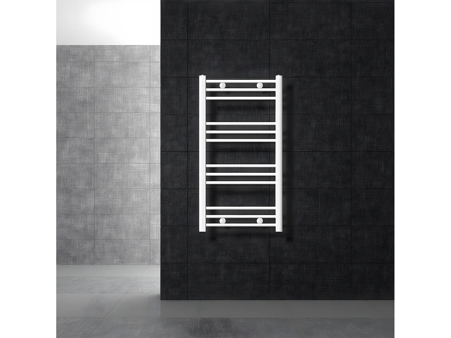 Radiateur Sèche-Serviettes Sahara pour Salle de Bain,  500 x 800 mm, Blanc, Droit