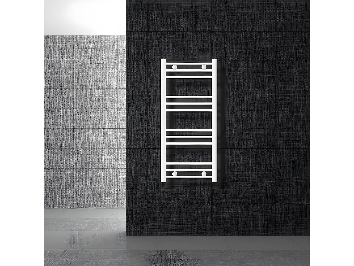 ECD Germany Sèche-Serviettes Design Sahara - 400 x 800 mm - Blanc - Connexion Latéral - Forme Courbé - avec Kit de Montage Mural