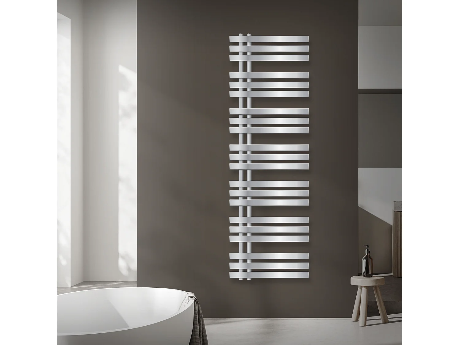 ECD Germany Iron EM Design Radiateur Sèche-Serviettes - 500 x 1600 mm - Chrome - Radiateur Salle de Bain Sèche Serviette Chauffant